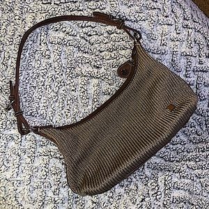 The SAK Crochet Shoulder Bag — Tan — Leather Strap